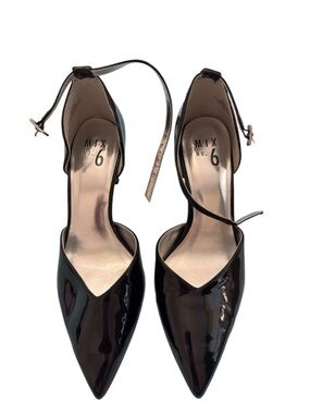 Mix No. 6 Black Patent Pointed Toe Ankle Strap Heels